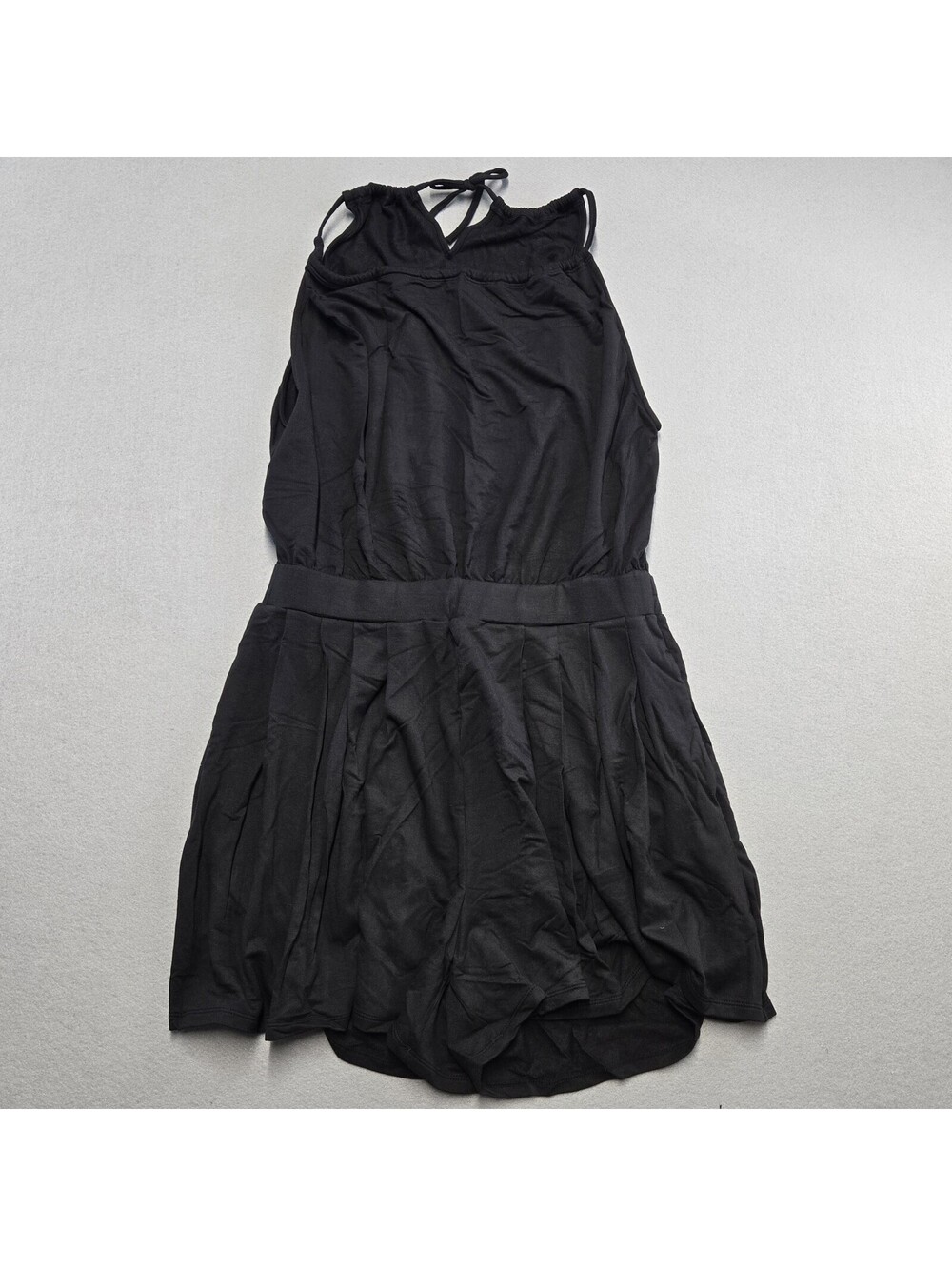 Halara Easy Peezy Halter Romper Womens L Black Viscose Knit Stretch NWT 1428560